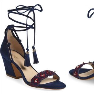 Botkier Penelope Embroidered Ankle Wrap Sandal